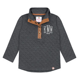 monogrammed kids quilted pullover tunic in charcoal