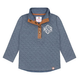 monogrammed kids quilted pullover tunic iin slate