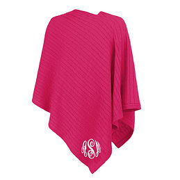 monogrammed kids poncho in hot pink