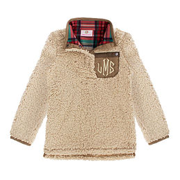monogrammed reversible sherpa pullover