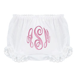 Monogrammed White Eyelet Baby Bloomers