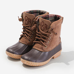 Monogrammed Youth Duck Boots in Brown - updated