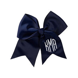 monogrammed girl's hair bow in navy