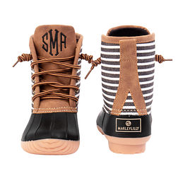 Kids Personalized Striped Duck Boots 