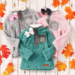 youth monogrammed sherpa pullover