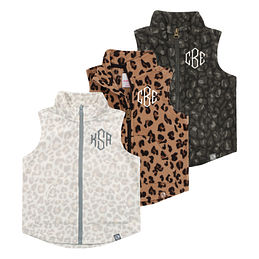 Monogrammed Kids Leopard Fleece Vest