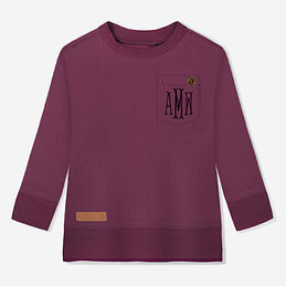 monogrammed kids corded sweatshirt in wine