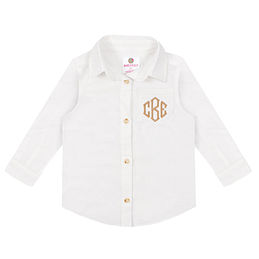 Kid's Cotton Green Monogram Digital Print Dress Shirt – Platini