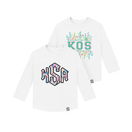 personalized baby long sleeve shirt with pink safari & spring varsity