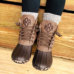 kids monogrammed duck boots