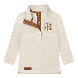 monogrammed kids popover in heathered ivory