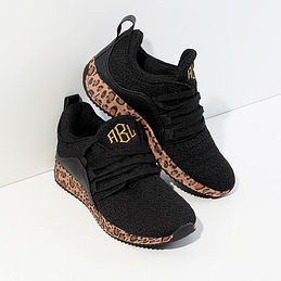 girls black leopard sneakers
