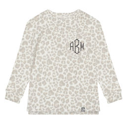 monogrammed kids everyday sweatshirt in snow leopard