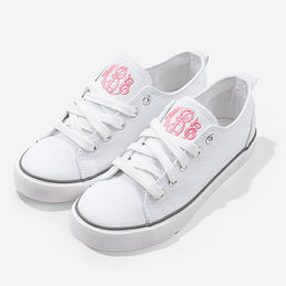 Monogrammed Youth Sneakers in White