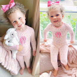 Lima Bean Kids Pink Glitter Stripe Personalized Pajama Set