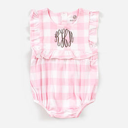 monogrammed baby bubble in pink gingham