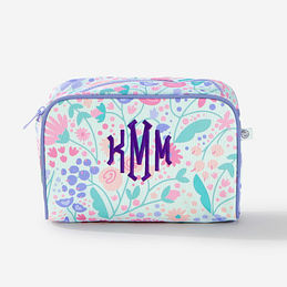 monogrammed kids toiletry bag in lavender bloom