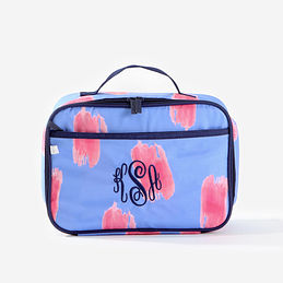 Personalized Lunch Box in Blue Pink Paintbrush