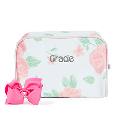 peony canvas toiletry bag with name