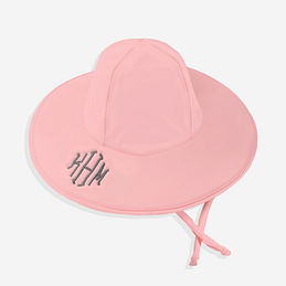 monogrammed baby sun hat in pink
