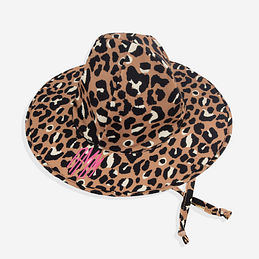 monogrammed baby sun hat in cheetah
