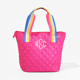monogrammed kids diamond quilted tote in pink