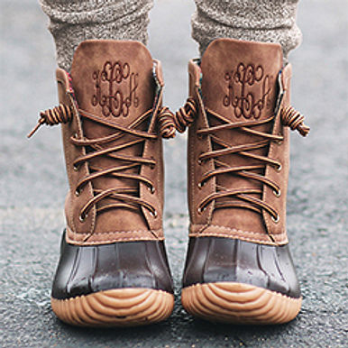 monogram duck boots tall