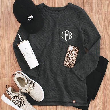 Charcoal Quilted Sweatshirt FL Medium Wood