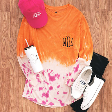 Pink & Orange Tie Dye Long Sleeve Shirt FL Medium Wood