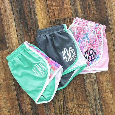 Tie Dye, Gray, Watercolor Running Shorts FL Dark Wood