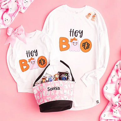 Mom & Me WHIT Hey Boo Long Sleeve Shirts