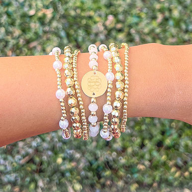 Monogrammed Beaded Bracelet Stack