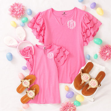 Monogrammed Girls Flutter Dress