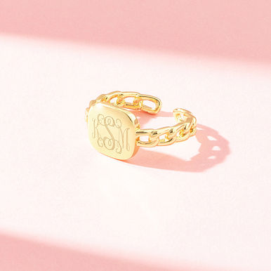 Monogrammed Chain Link Ring