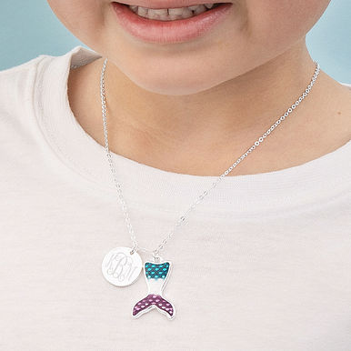 Monogrammed Girls Mermaid Necklace