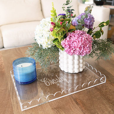 Monogrammed Scallop Acrylic Tray
