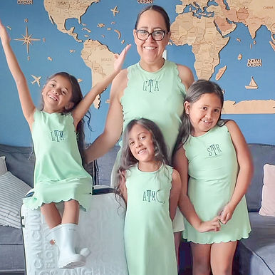 Monogrammed Girls Scallop Dress + Mom Exercise Tank