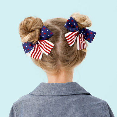 Americana Girls Hair Bow Set