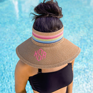 Monogrammed Packable Straw Visor