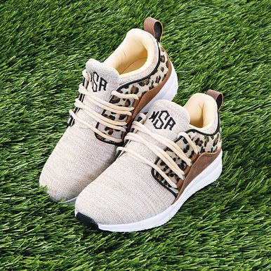 Monogrammed Youth Leopard Sneakers