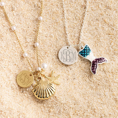 Monogrammed Girls Mermaid Necklace