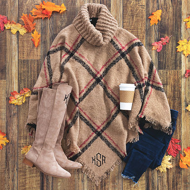 $19.99 Plaid Cowl Neck Poncho