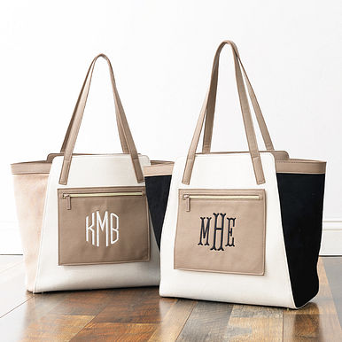 Monogrammed Colorblock Tote Bag
