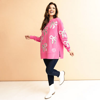 Monogrammed Sequin Bow Sweatshirt