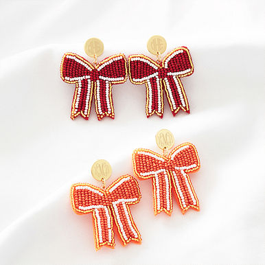 Monogrammed Gameday Bow Earrings