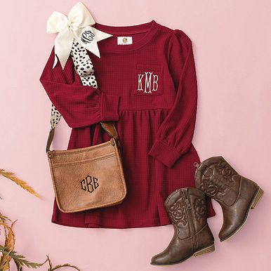 Monogrammed Kids Waffle Dress