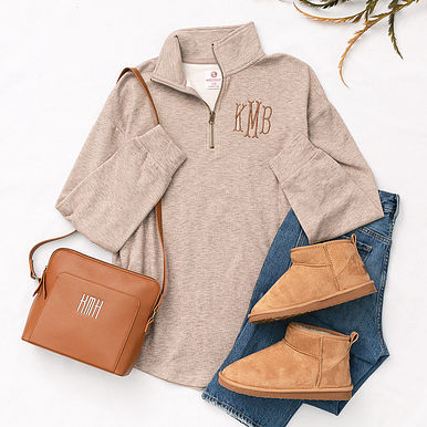 Monogrammed Heathered Fleece Pullover