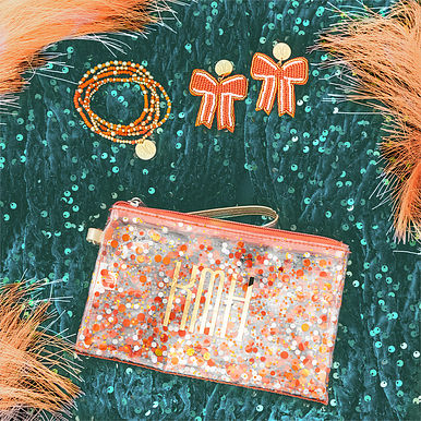 Monogrammed Glitter Wristlet Pouch