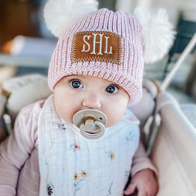 Monogrammed Kids Pom Pom Beanie