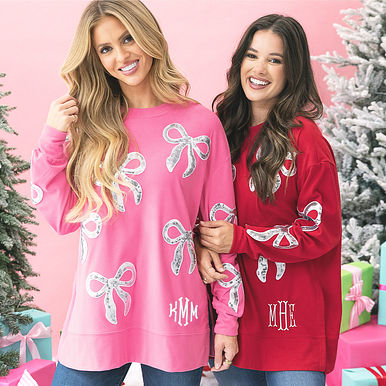 Monogrammed Sequin Bow Sweatshirt